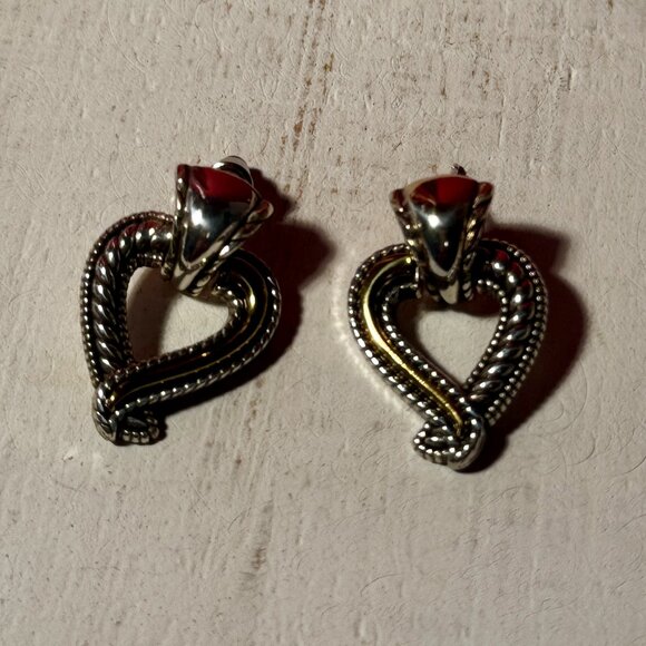 Brighton Jewelry - Brighton Two-Toned Heart Earrings